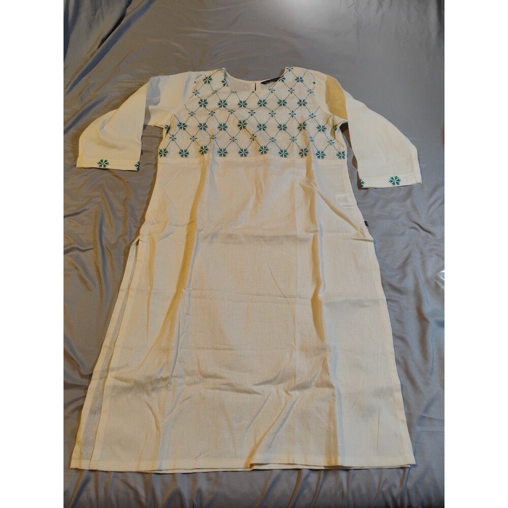 Avaasa Dress Medium Off White and Turquoise India
